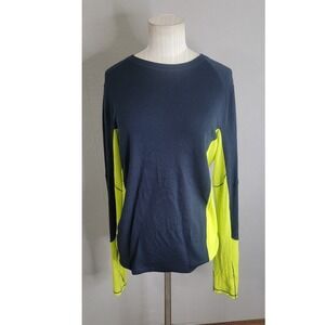 Smartwool PhD Shirt Medium Navy Blue Merino Wool Mesh Venting Mens Long Sleeve